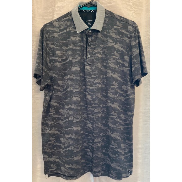 Kenneth Cole Golf Polo Shirt‎ Mens Medium Gray Camo Short Sleeve - Picture 1 of 12